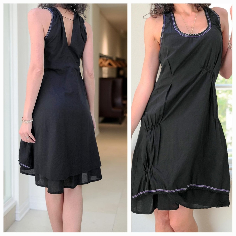 Cotton Knee Length Sleeveless Black Dress